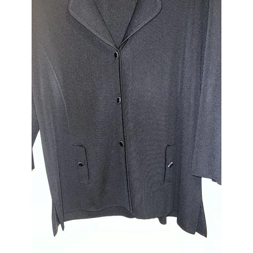 EXCLUSIVELY MISOOK Cardigan Sweater Black Acrylic 3 Button Sz L